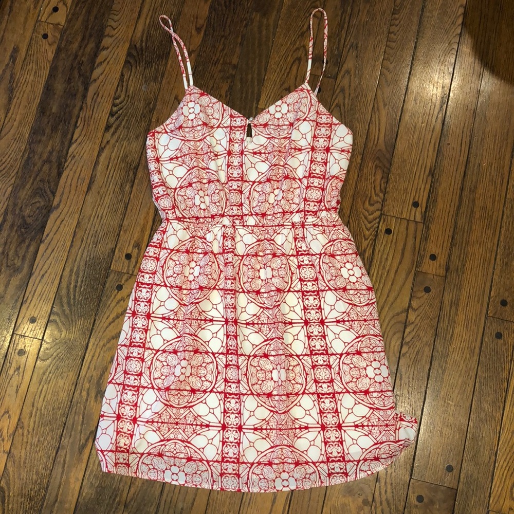 Everly Red / White Print Flowy Dress